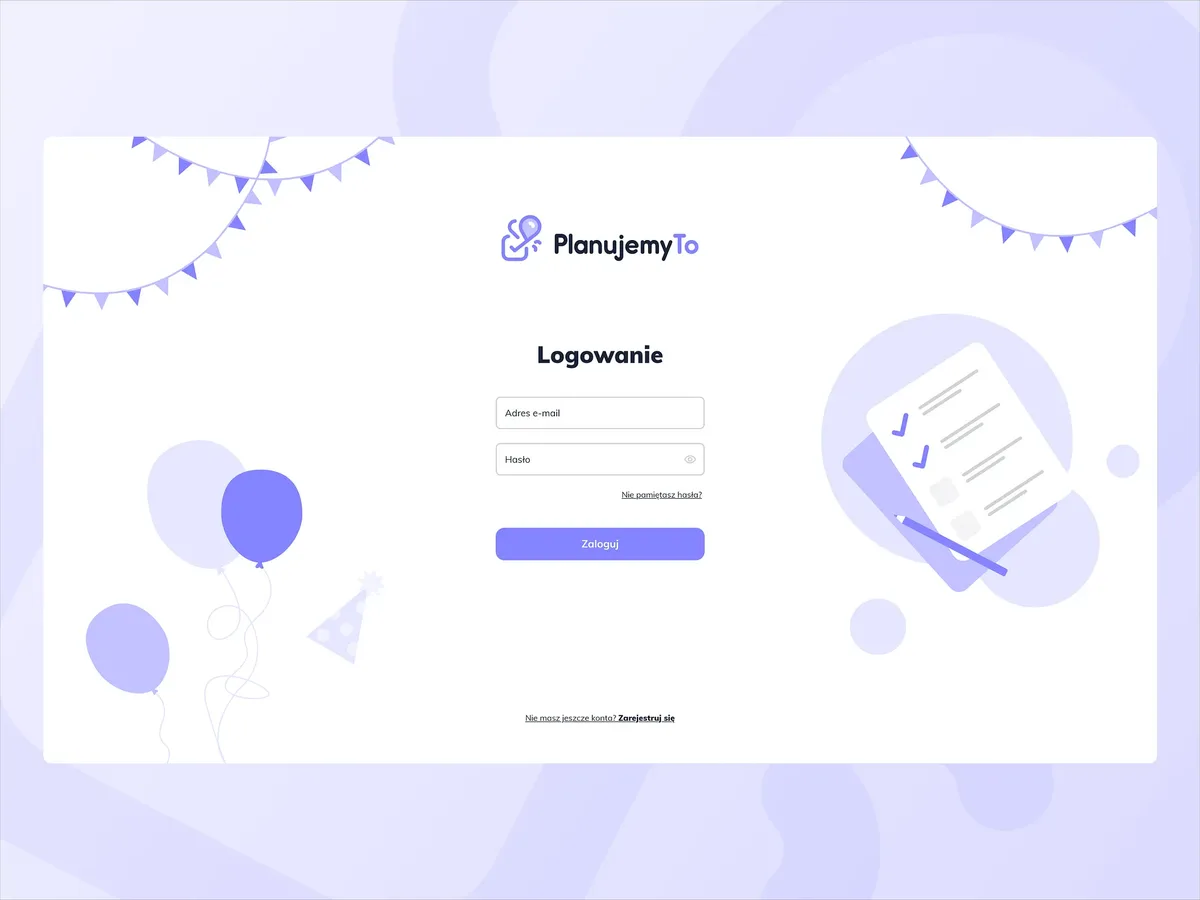 Screenshot of the PlanujemyTo app login screen.