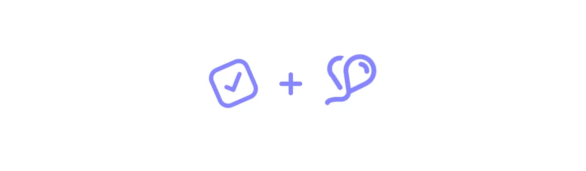 Concept sketch showing how the checkbox and balloon combine into the PlanujemyTo mark.