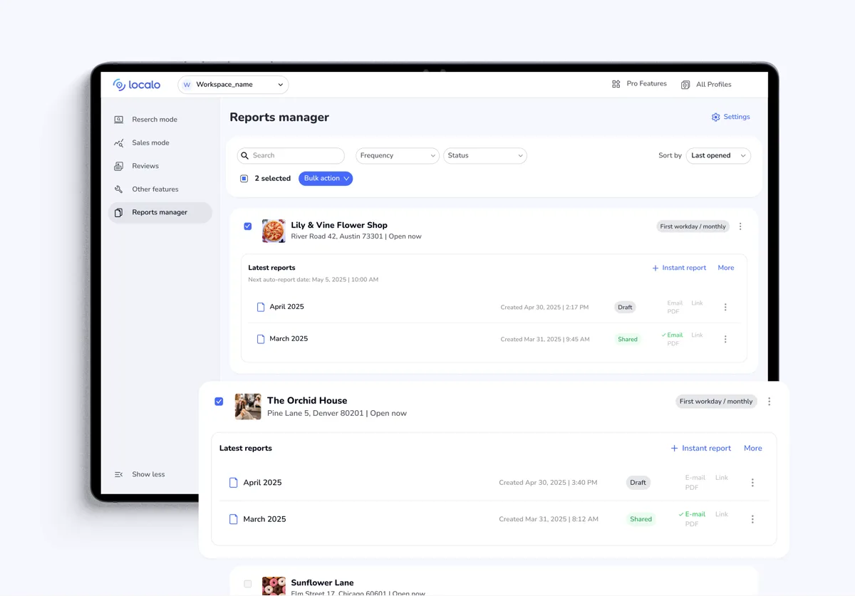 Manager – a list of profiles, not a list of reports