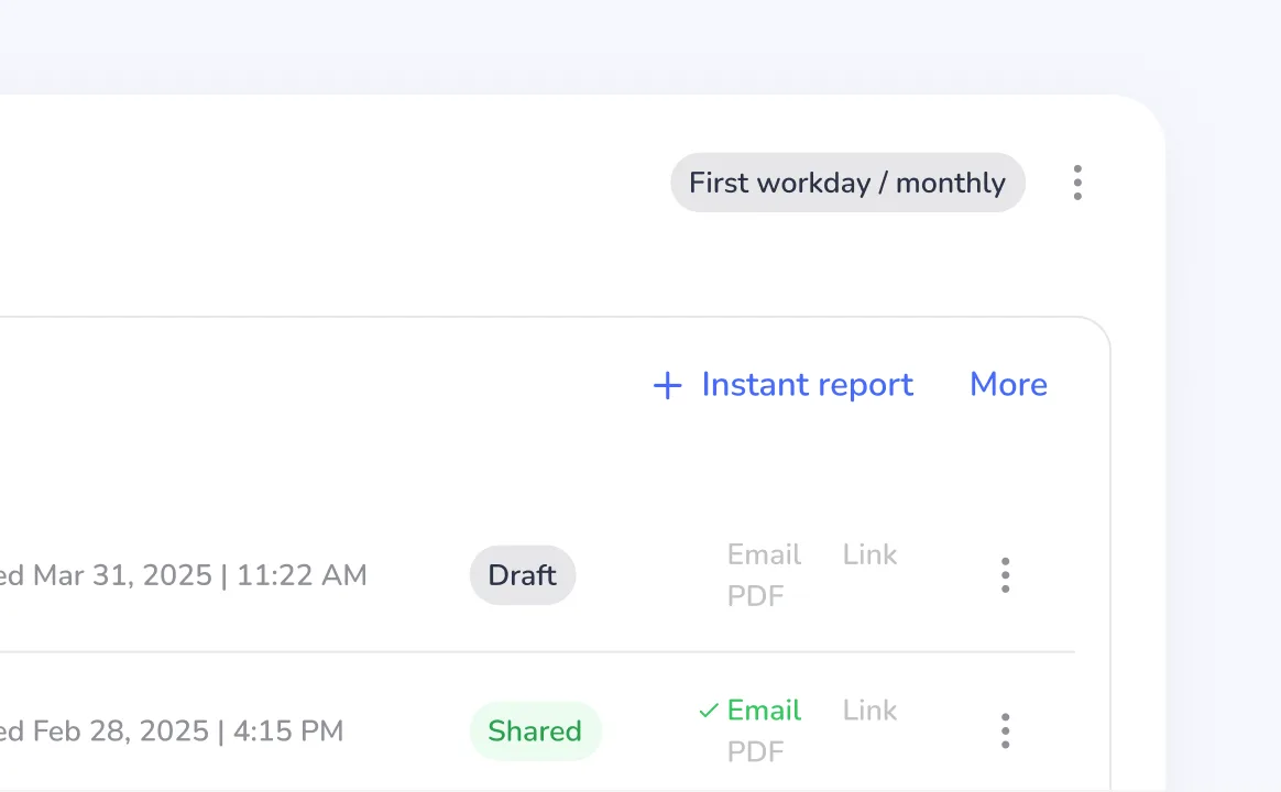 Statuses and schedule